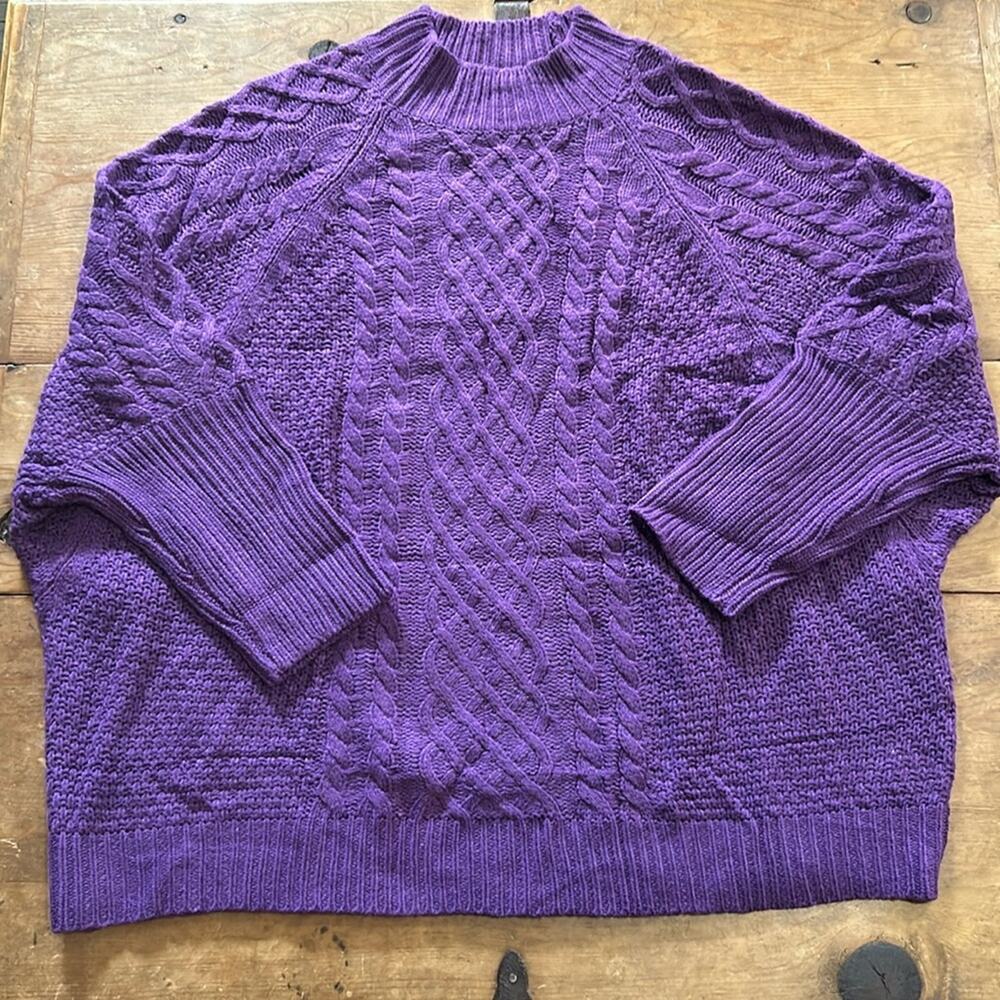 Woman’s Mock Neck 3/4 sleeve sweater purple size 5XL - Picture 2 of 8